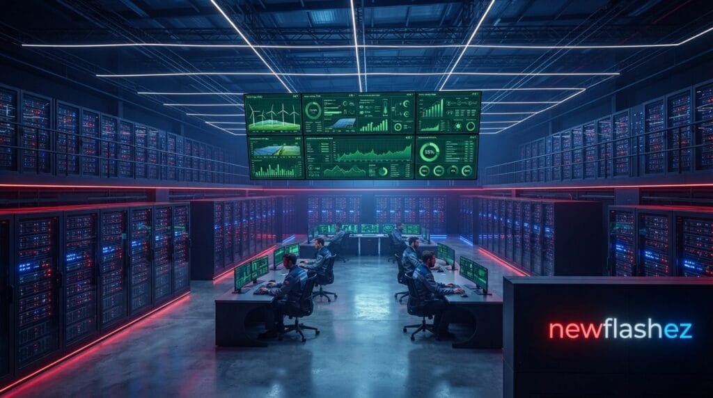 AI Data Centers futuristic server facility and cloud infrastructure