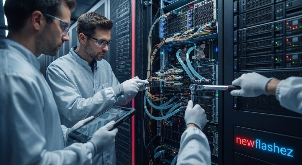 
Alt Text: AI Data Centers hardware engineering and liquid cooling systems.